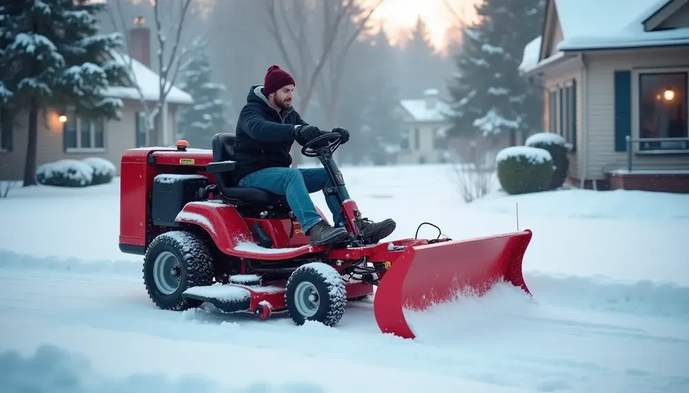 Effiziente Schneeräumung mit dem Aufsitzrasenmäher mit Schneeschild